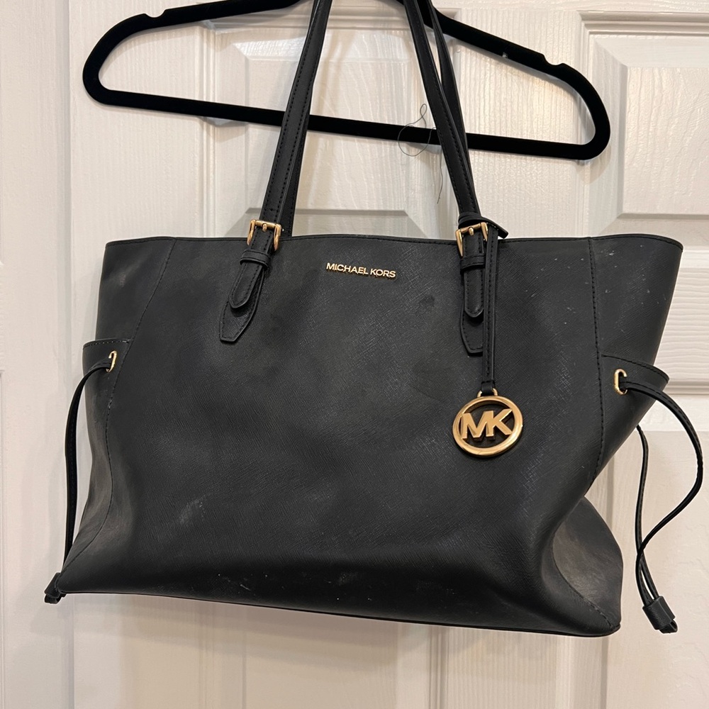 Michael Kors Black Tote with Gold Accents